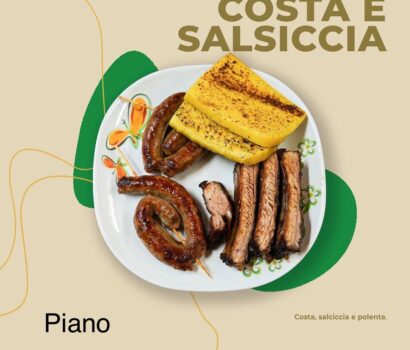 Piatto costa salsiccia con polenta